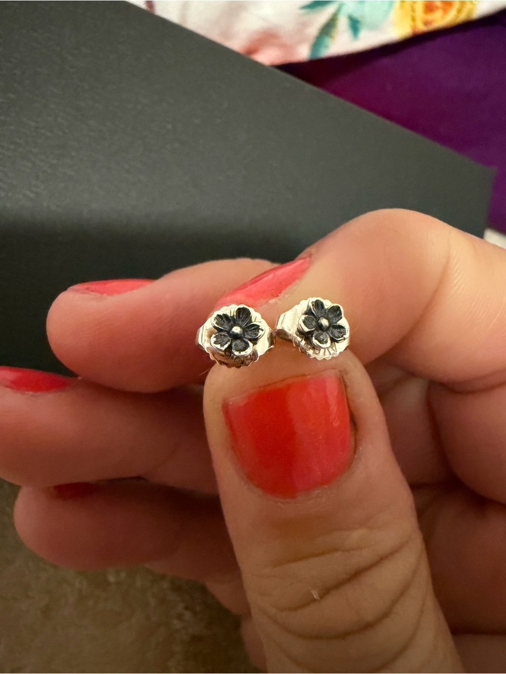 James Avery Silver Flower Stud Earrings